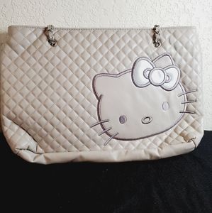 XL Hello Kitty Sanrio Quilted Grey Tote Chain Bag
